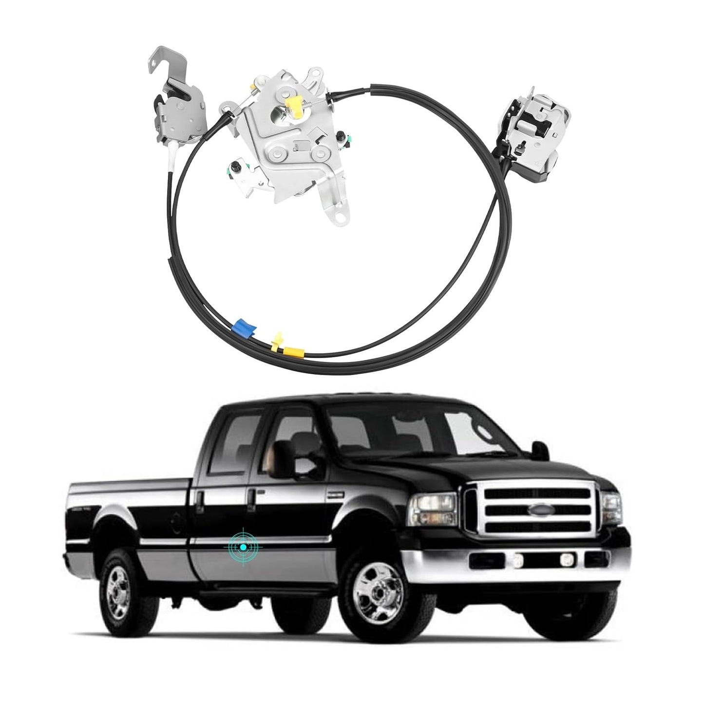Right Rear Door Lock Latch & Cable for Ford F250-F550 Super Duty 1999-2007 - Upper & Lower Assemblies, Compatible with 6C3Z-28264A00-A, 4C3Z28264A00AA, F81Z28218B04AA