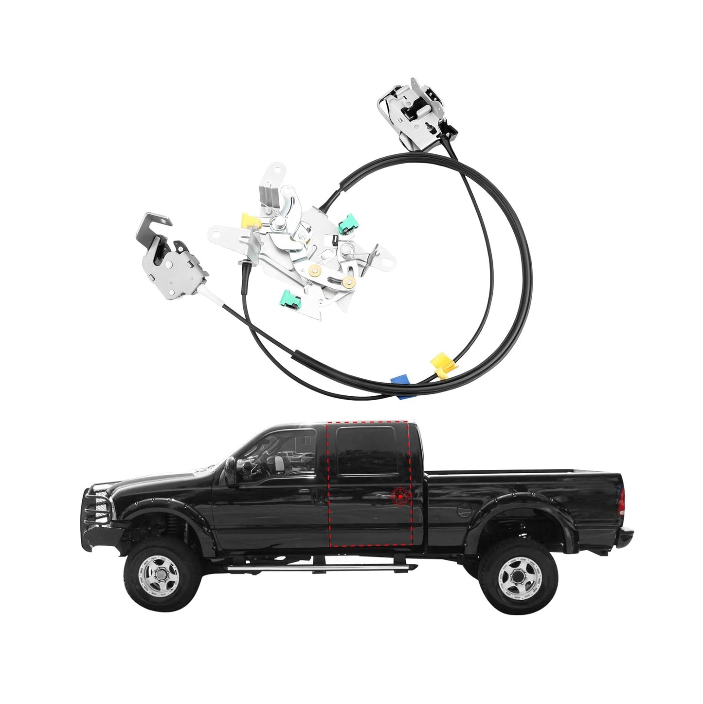 Rear Left Door Lock Latch & Cable for Ford F250-F550 Super Duty 1999-2007 - Fits 6C3Z-28264A01-A