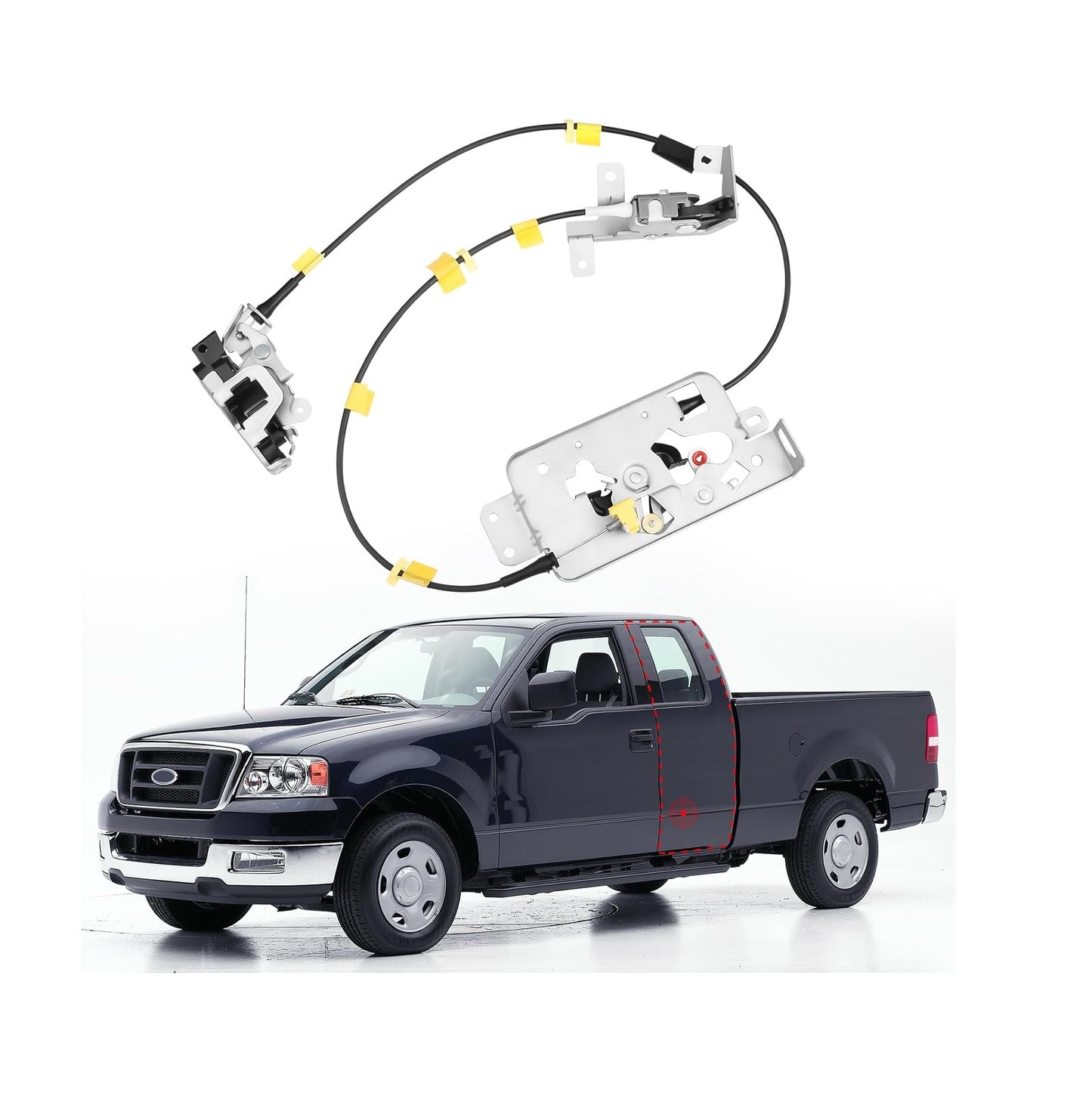 Left Rear Door Lock Latch & Cable for Ford F150 Extended Cab 2004-2008 - Compatible with 6L3Z-18264A01-B, 8L3Z-18264A01-B